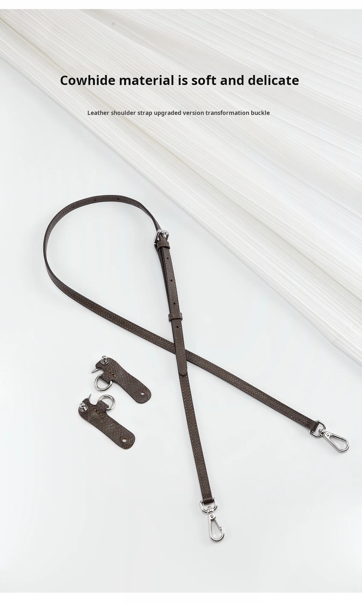 Umhängetasche aus Rindsleder, Schultergurt, passend für Longchamp Terra Mini, Ersatz ohne Stanzen, Modifikationszubehör – Detail 6