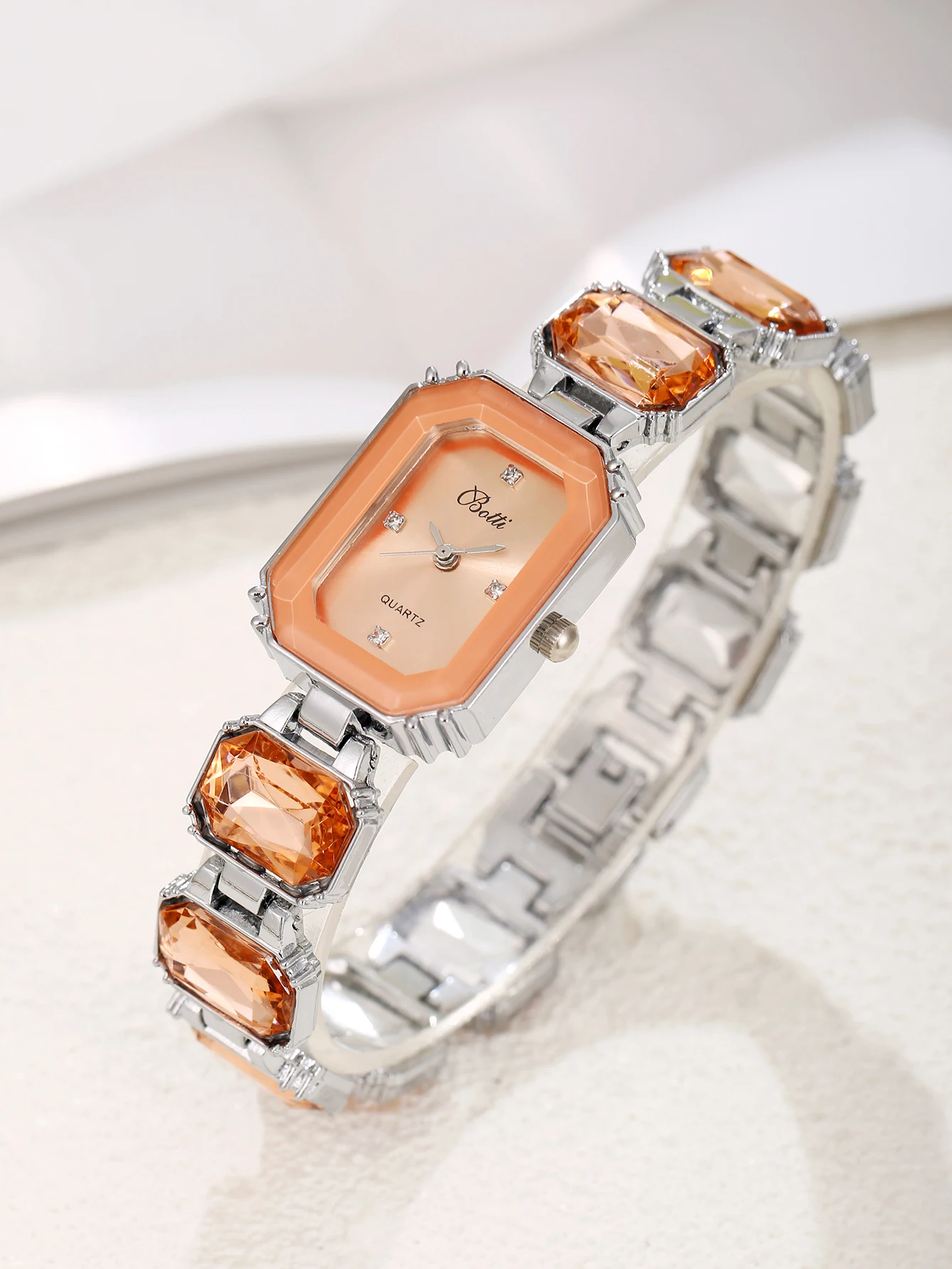 Elegant women's alloy quartz wristwatch, 3 pieces/set 4