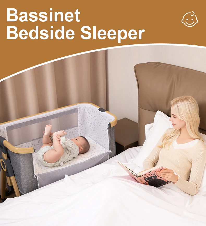 Baby Crib 3 in 1 Baby bed Portable Foldable Adjustable Height Rotatable Wheels Shaker Bassinet With Mosquito Net for Newborn S1fba6e8e672741c98afb2547a94bcd21i