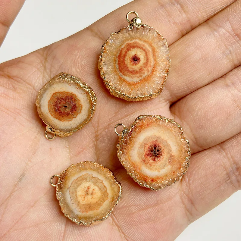 2 teile/los natürliche druzy Achate Anschlüsse uneguar runde Quarzs Anhänger für Schmuck Herstellung Halskette Armbänder DIY Zubehör – Detail 15
