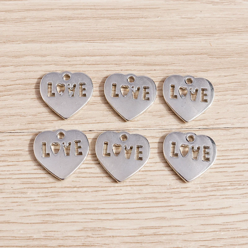 

20pcs 15x15mm Cute Alloy Love Heart Charms for Jewelry Making Women Fashion Drop Earrings Pendants Necklaces DIY Bracelets Gifts