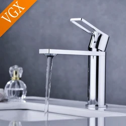 VGX Bathroom Sink Faucet Basin Mixer Gourmet Faucet Water Tap Hot Cold Tapware Chrome Matte Black Lavatory Sink Tap Crane Brass