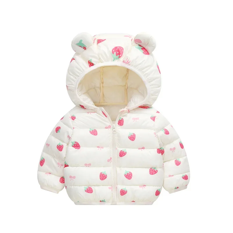 Boys New Down Jackets Children Cute Hooded Coat 2-6 Years Girls Warm Cartoon Clothing Spring Autumn Kids Print Parka Outerwear