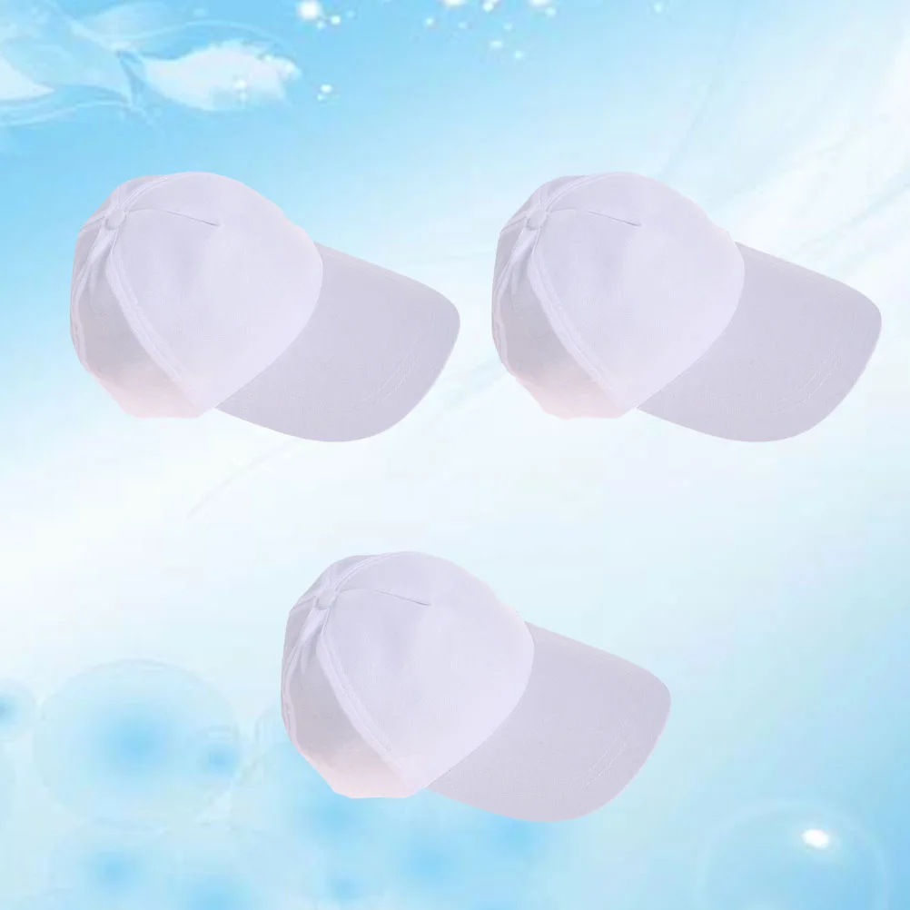 3 Pcs Cotton Baseball Hat Blank White Cap Bulk Stylish Blank Peak DIY Painting Hats Unisex 3