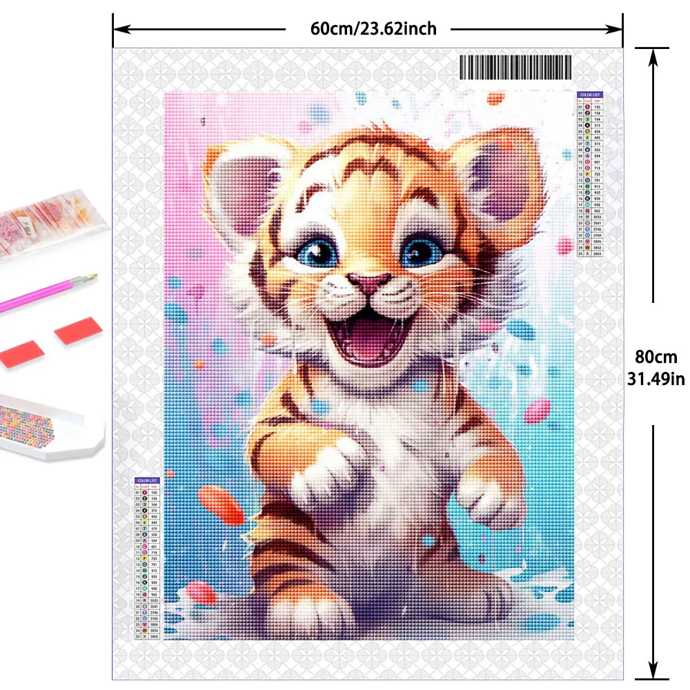 Description Picture 3 of item5D Diy Diamond Painting Dog Tiger Panda Full Square Round Diamond Embroidery Cross Stitch Set Animals Mosaic Art Home Decor