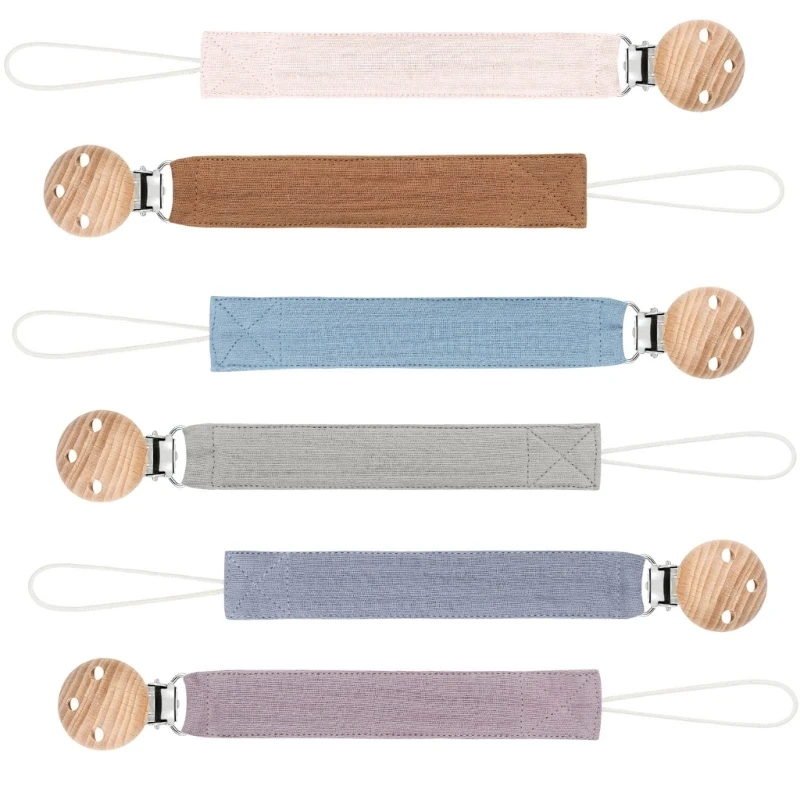 Pacifier Clip Pacifier Leashes Holder Chain Fabric Set Clip Teething Toy with Wood Clip for Toddlers Kid
