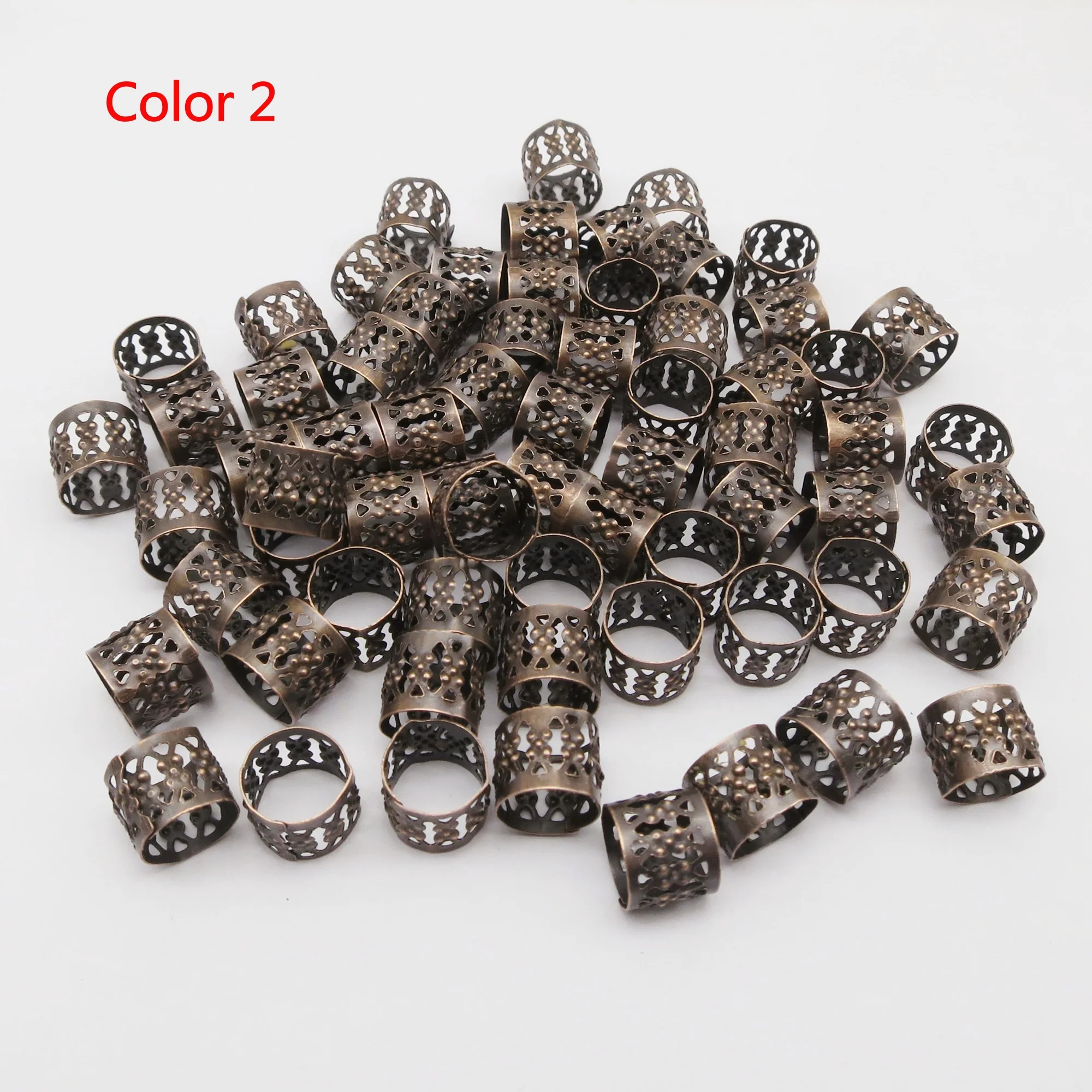 100개 마이크로 조절 가능한 헤어 브레이드 드레드락 비즈 커프스 클립 링 튜브 쥬얼리 제작 액세서리 헤어 장식