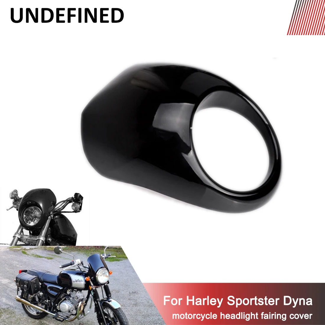 

Black Motorcycle Headlight Fairing Cafe Racer Windshield Cover For Harley Sportster XL 883 Dyna 1973-2022 Cowl Fork Mount Mask