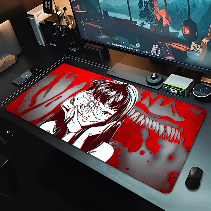 Black and White Mouse Pad Junji ito Laptop Gamer Mousepad Office Large Desk Mat PC Keyboard Extended Table Pad Carpet Mice Mat 2