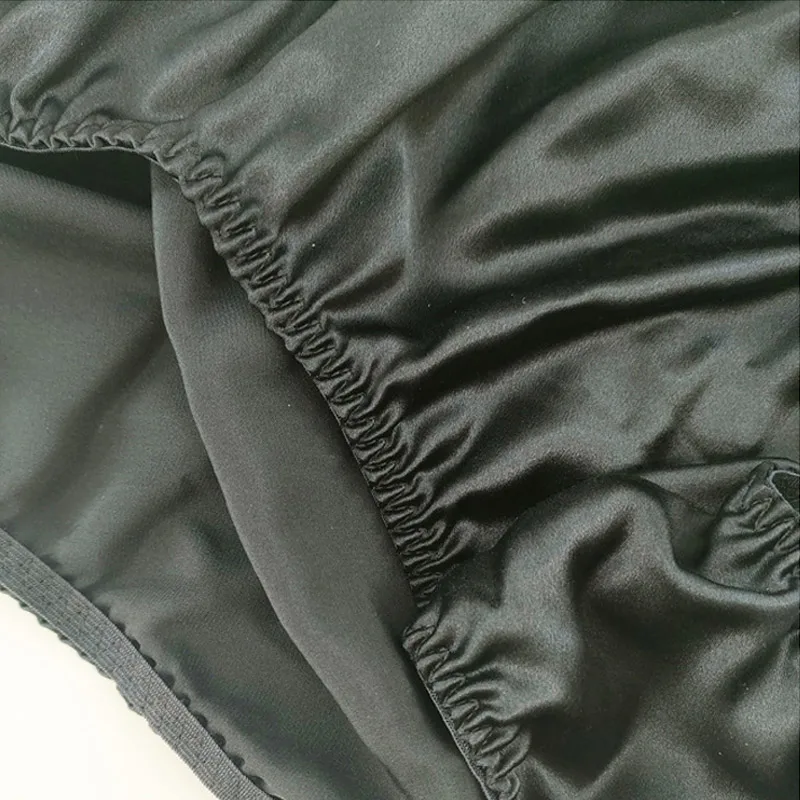 Men Silk Satin Briefs High Quality 100% Silk Panties Male Solid Breathable Seamless Underwear Sexy Mid Waist Underpants Lingerie