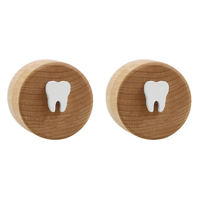 

2 PCS Tooth Fairy Box Baby Tooth Box Fairy Keepsake Box Wooden Souvenir Dropped Tooth Cute Lost Tooth Holder Tooth Fairy