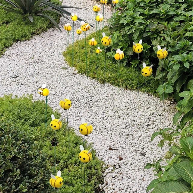 10 Darabos Méh Tét 12 Hüvelykes Kerti Dekoráció Udvari Gyep Díszek Virág Edény Bot Beltéri Kültéri Kellékek - Image 3