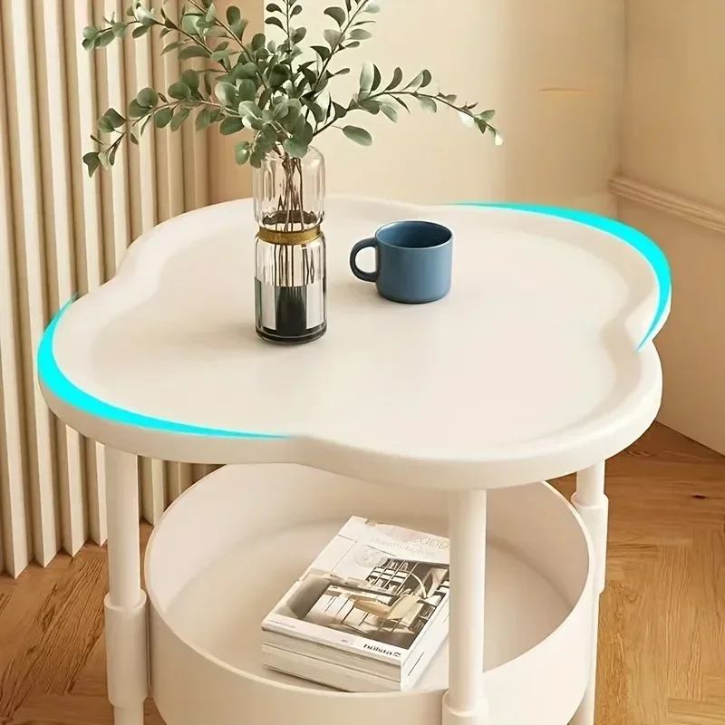 Clover Sofa Side Table - Double Layer Coffee Table for Living Room  Bedroom Storage