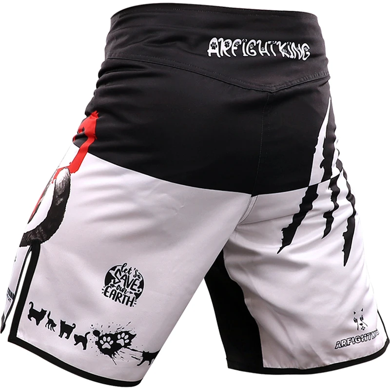 Men Cat Thai Shorts Boxing Shirts Fitness Training BJJ Kickboxing Shorts Kids MMA Muay Thai Grappling Trunks ARFIGHTKING mma shorts