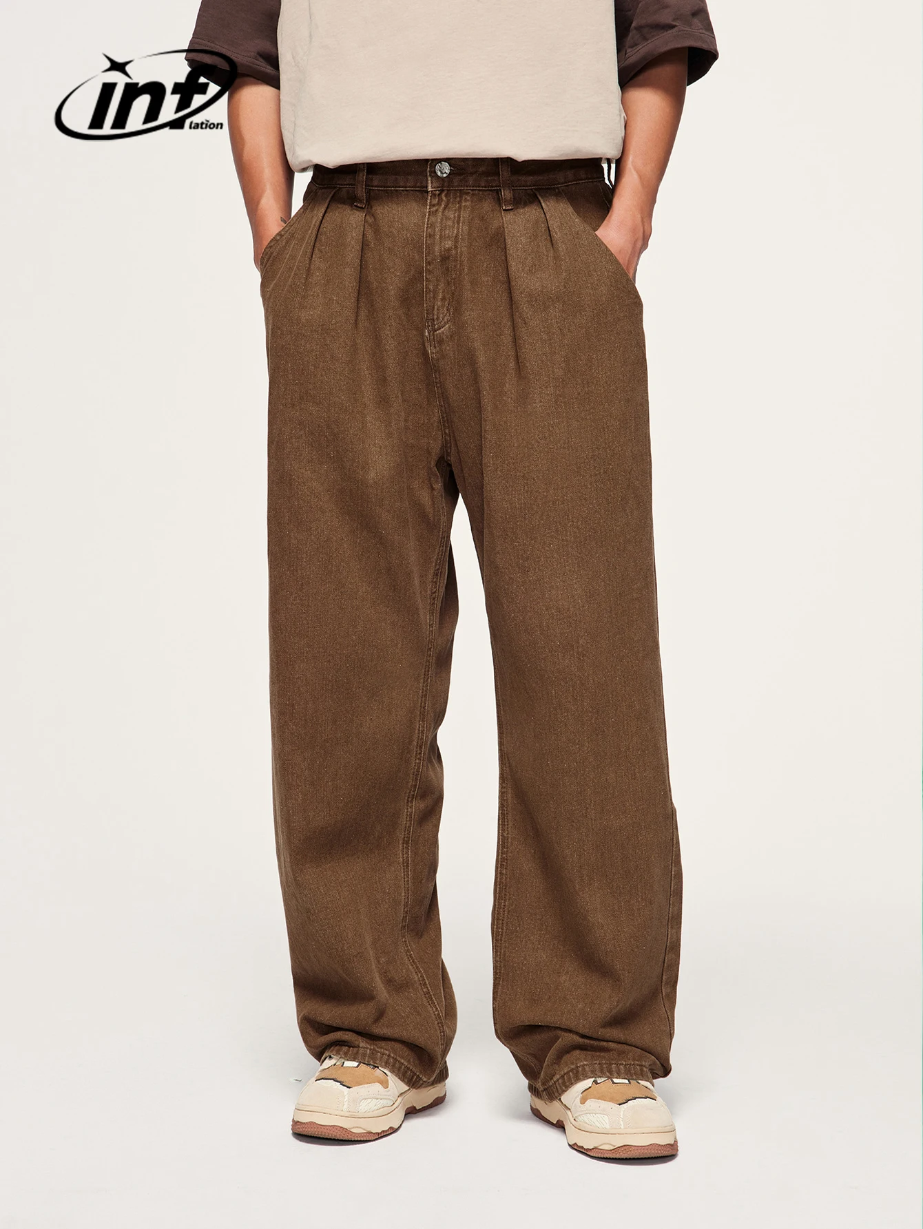 Brown Retro Washed Denim Pants Unisex Classic Straight Leg Jeans Male Trouesr Plus Size denim pants denim trousers