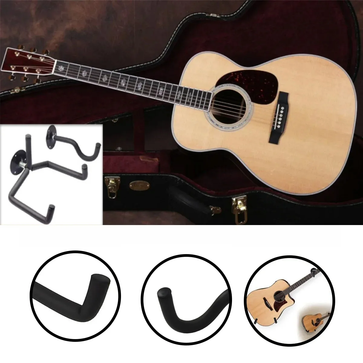 Metall Gitarre Wand Halterung Aufhänger Ständer für Akustische Gitarre Bass Violine Mandolinen Lamellen Unterstützung Horizontale Rack Halter Haken – Detail 6