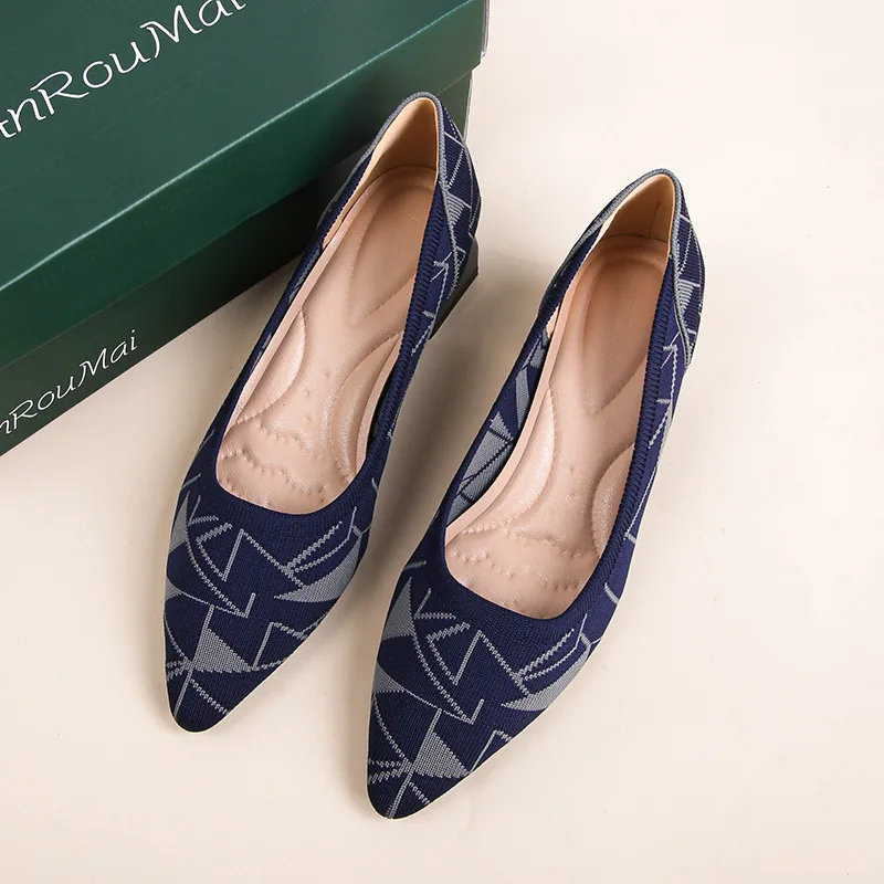 New Women Pumps Fashion Woman Shoes Casual Loafers High Heels Platform Shoes Breathable Stretch Fabric Ladies Shoes Quality