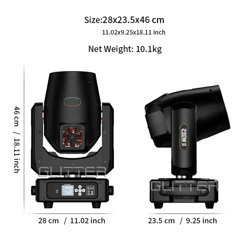 무빙 헤드 무대 조명 전구, 레인보우 무대 효과 스포트라이트, DMX512, DJ 조명, 230W, 7R