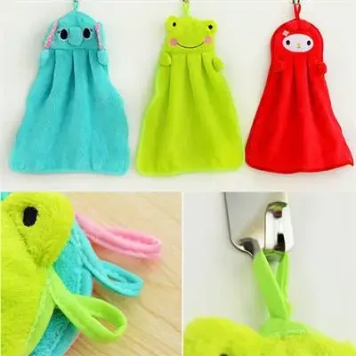 Cute Hanging Hand Towels Bathroom Kitchen Plush Absorbent Dishcloths