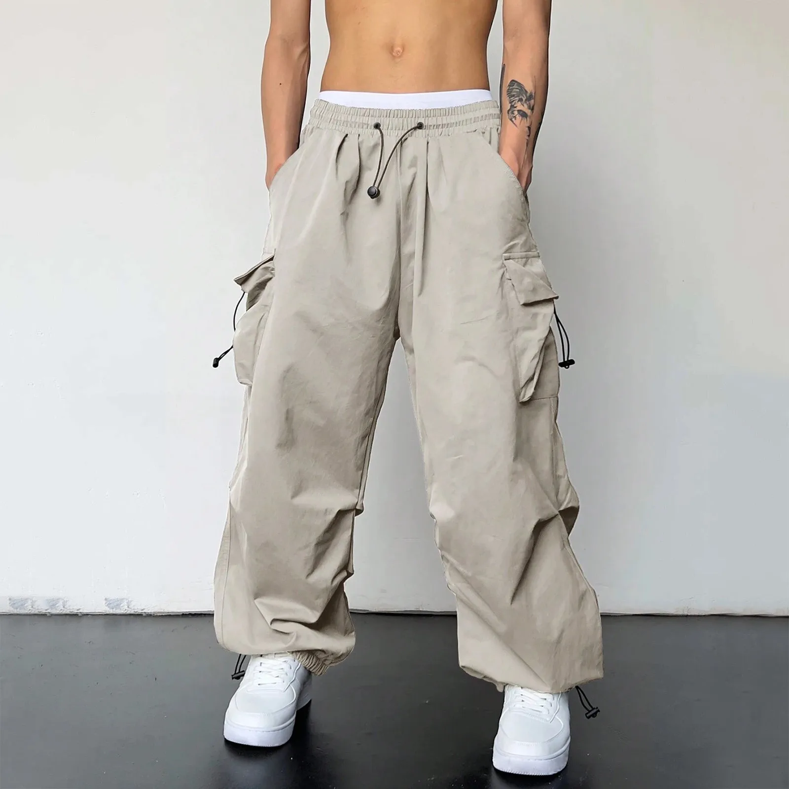 

Harajuku Oversized Cargo Parachute Pants Men Streetwear Vintage Y2k Hip Hop Wide Leg Joggers Baggy Casual Sweatpants Techwear