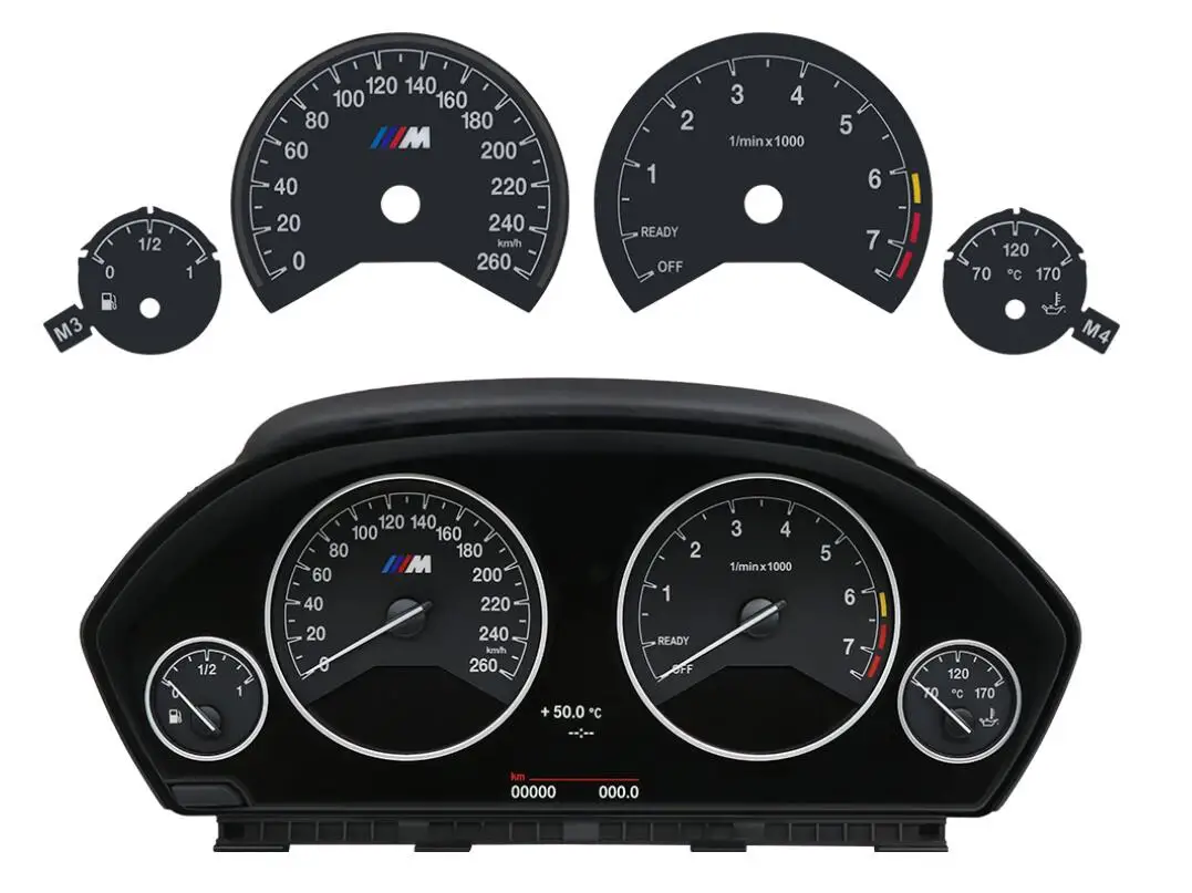GAUGE FACE OVERLAY PLATE FOR BMW 3 4 SERIES F30 F31 F32 F33 F34 F36 3M SPEEDOMETER INSTRUMENT CLUSTER 330KM/H 260KM/H