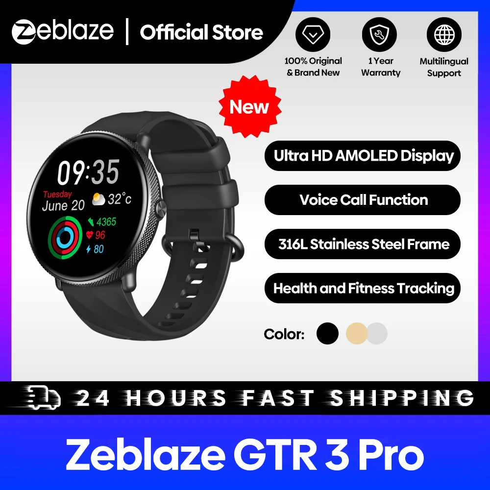 Zeblaze-smartver Gtr Pro para Mulheres Fitness e Bem-estar Display Amoled Aço Inoxidável 316l Estreia Mundial