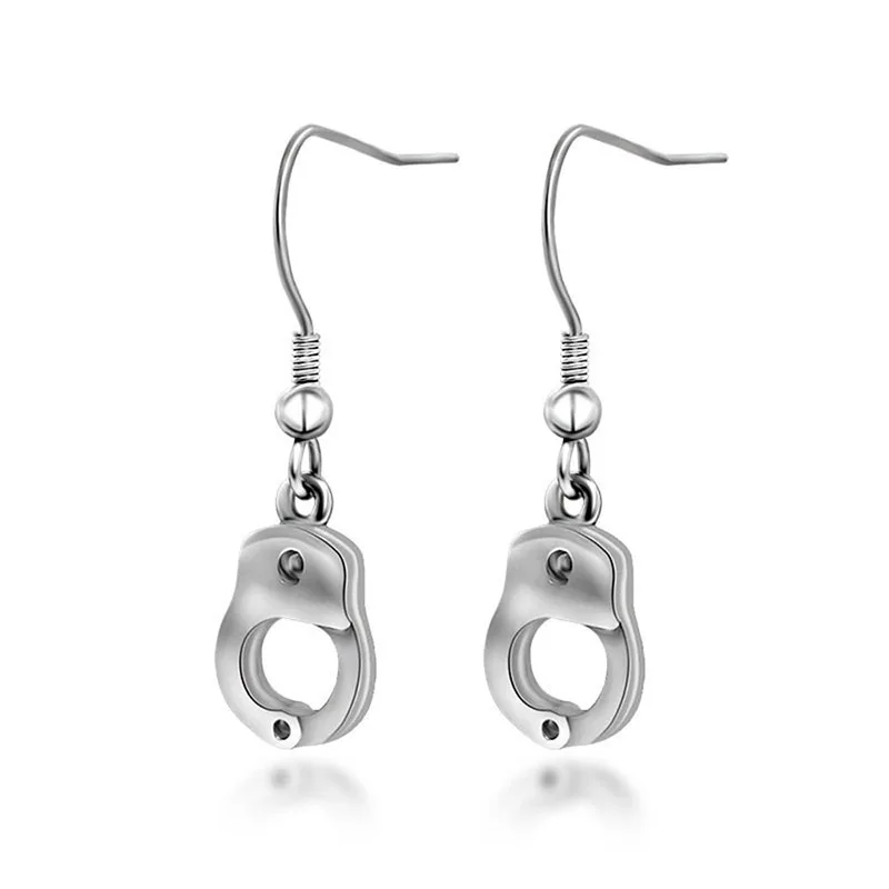 

Wholesale Handcuffs Stud Earrings For Women Punk Accessories Minimalist Style Stainless Steel Men Jewelry Free Shipping Items