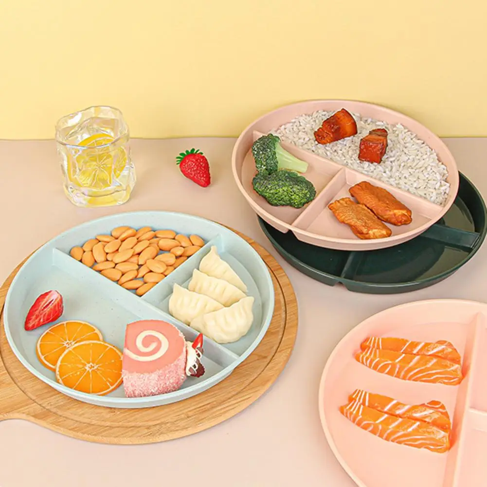 8 Pcs Large 12 Inch Unbreakable Divided Plates Section Plates Kids Food  Tray 5 Compartment Plates Wheat Straw Toddlers Lunch Trays for Kid Toddler