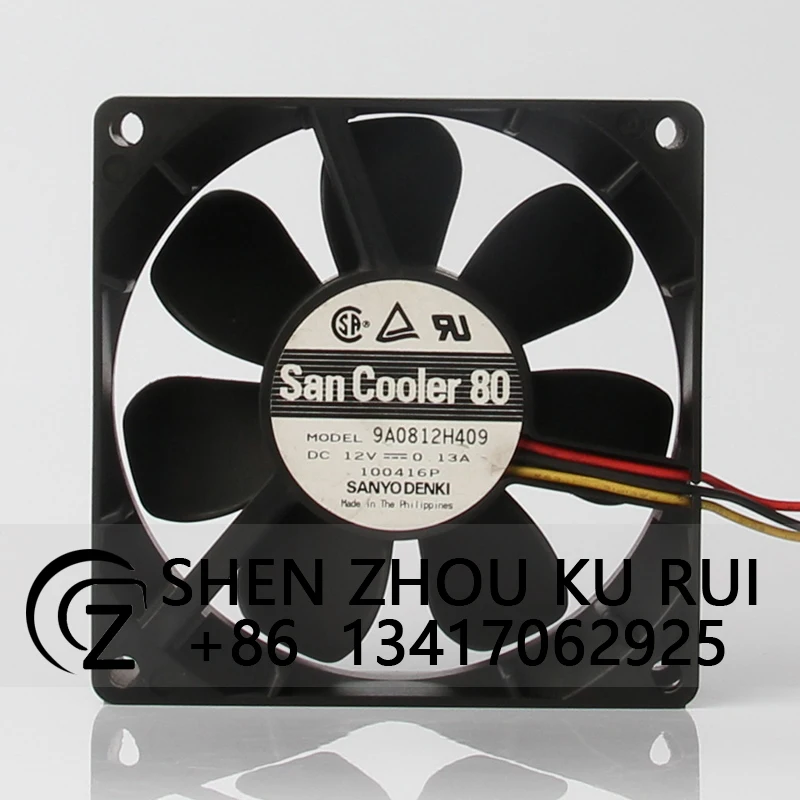 

9A0812H409 Case Cooling Fan for SANYO 12V 0.13A 8CM 8025 9A0812H409 Silent with Speed Measurement Large Air Volume