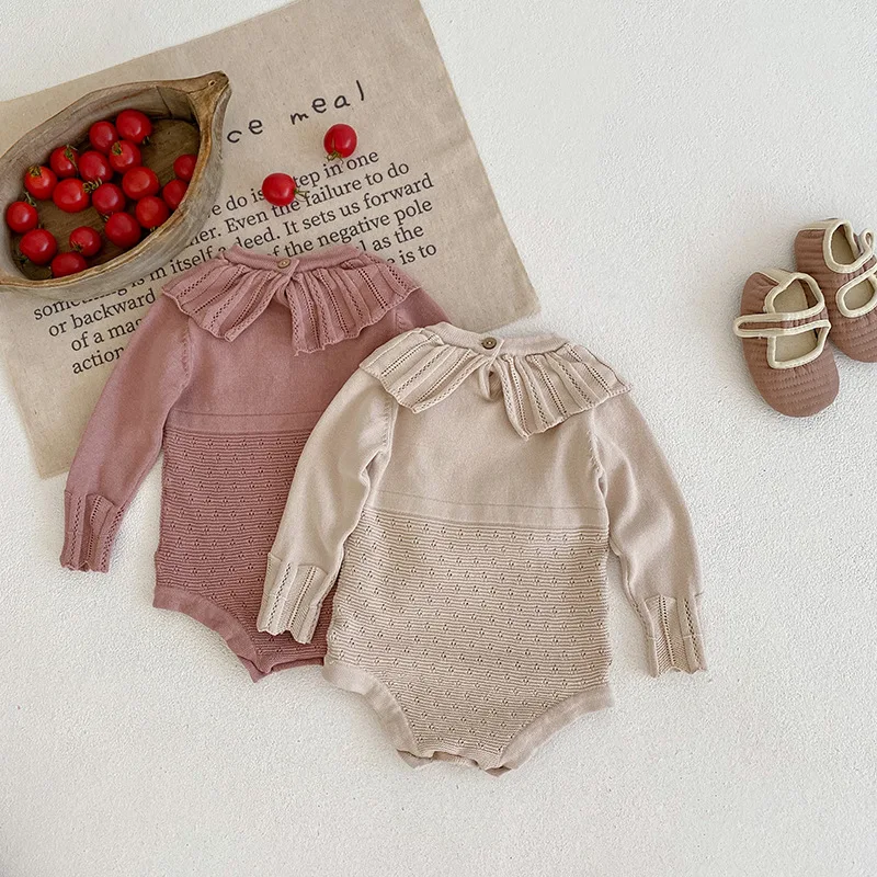 Neue Baby Gestrickte Strampler Bogen Frühling Mädchen Insgesamt Baby Mädchen Strampler Rüschen Sommer Dünne Neugeborene Baby Kleidung Säuglings Baby Overalls – Detail 25