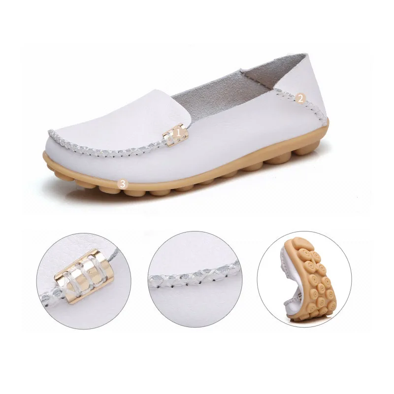 Four Seasons Casual shoes Mother shoes women's two layers cowhide nurse shoes comfortable large size women's shoes D004