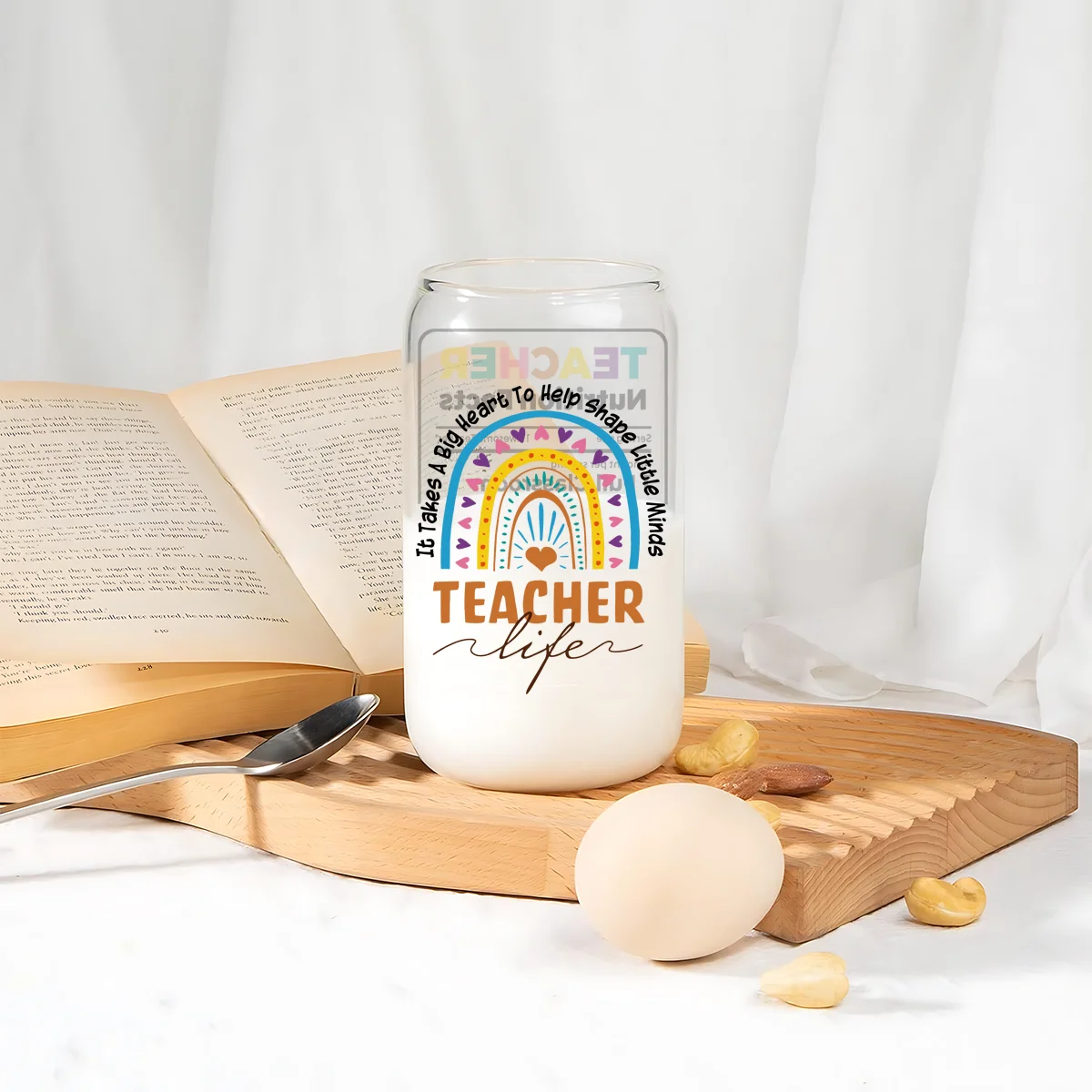Teacher travel glass cup, teacher coffee cup, teacher Christmas gift, glass cup gift, cola coffee milk tea cup