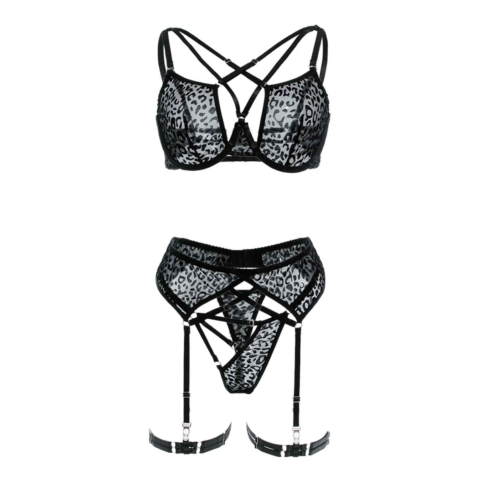 

Women's Fun Underwear Cutout Asymmetric Design Ribbon Fun Underwear Set Of Four