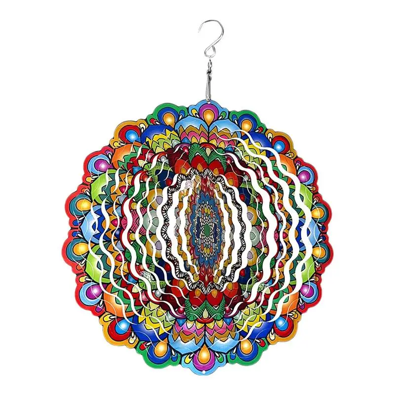 

3D Metal Wind Spinner Multicolor 3D Rotating Wind Chime Outdoor Garden And Indoor Ornaments for Garden Yard Hanging decor