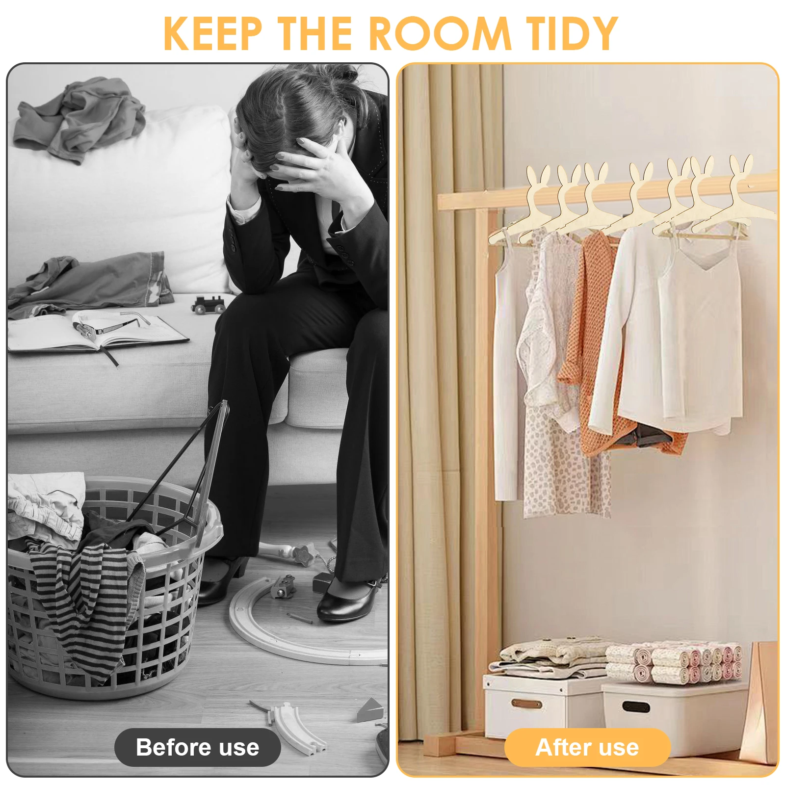 20Pcs Baby Clothes Rack Kids Wooden Hanger Mini Toddler Children Clothes Hanger Cute Bear Drying Hanger for Baby Jacket Skirt 4