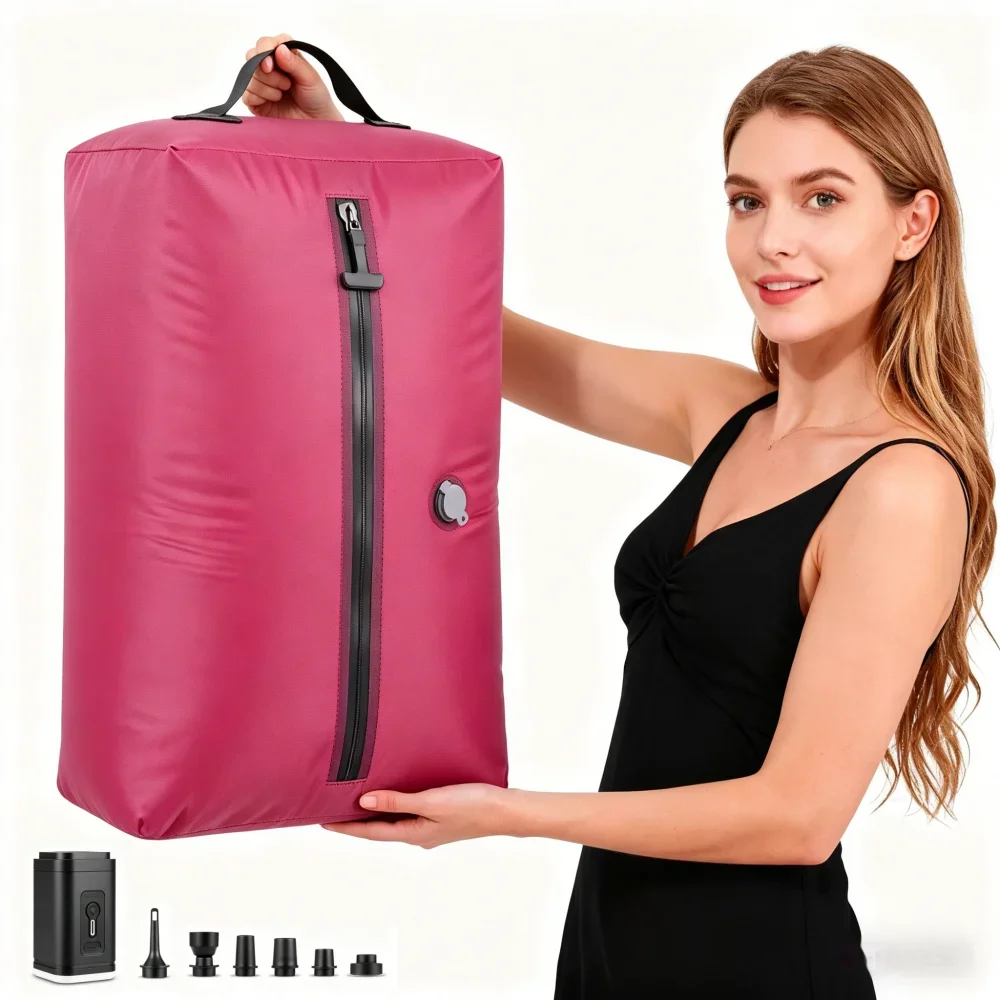 Travel Essentials Vacuum Storage Bags With Air Pump,Reusable Travel Practical Accessories Packing Cubes Vacuum Compression Bag