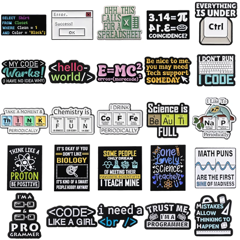 Creative Code Enamel Pin: Programmer & Chemistry Inspired Metal Brooch Badge