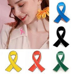 Awareness Jewelry Purple Pink Blue Yellow White Black Orange Green Ribbon Enamel Lapel Badge Brooch Pin Gift For Women Supplies