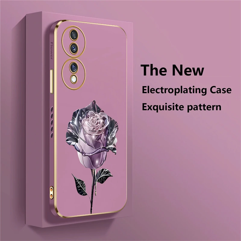 Luxury Plating Silicone Flower Shockproof Phone Case Cover