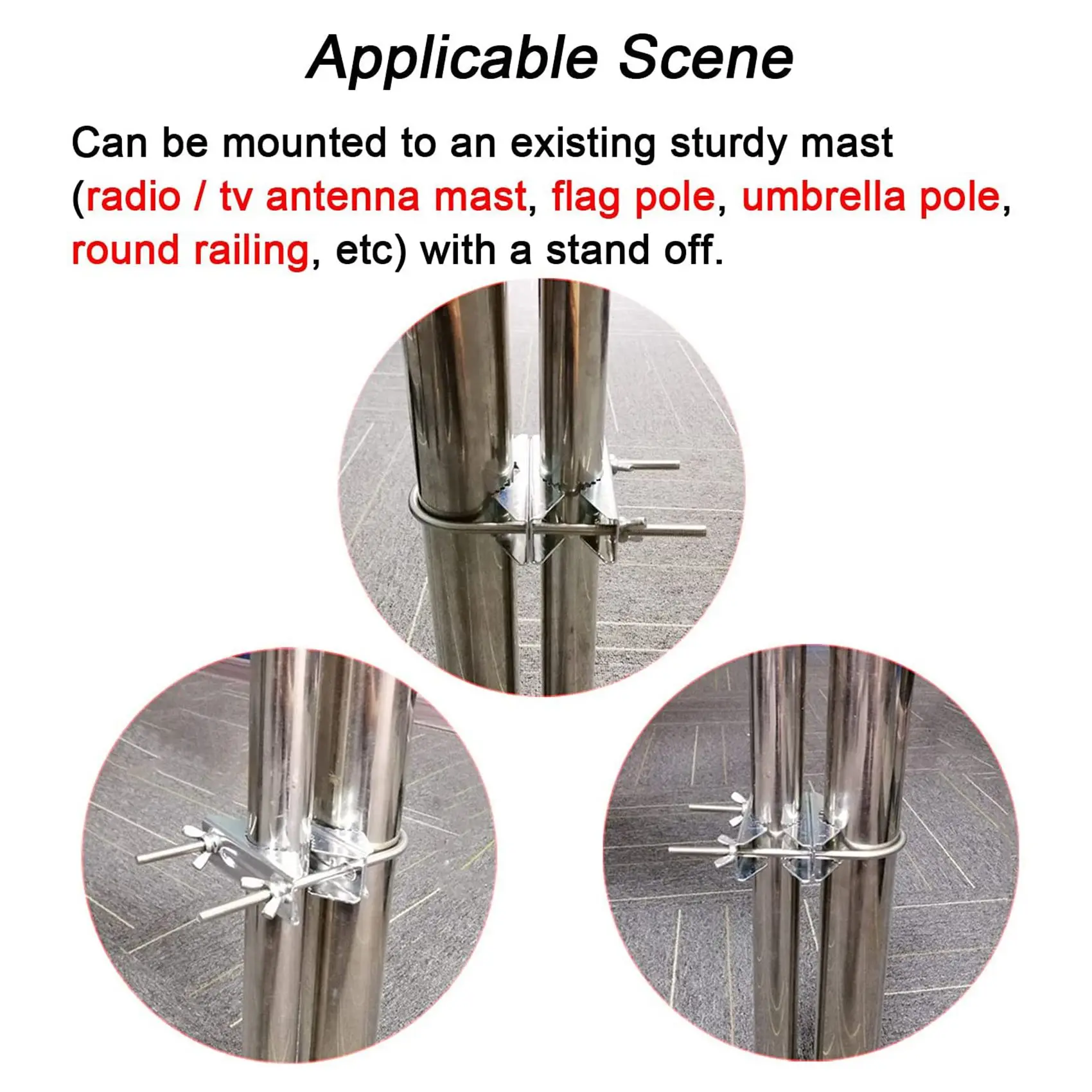 Double Antenna Mast Clamp V Jaw Block with U Bolts Heavy Duty Anti-Rust Mast to Mast Mount Bracket Kit for TV,CB,Ham