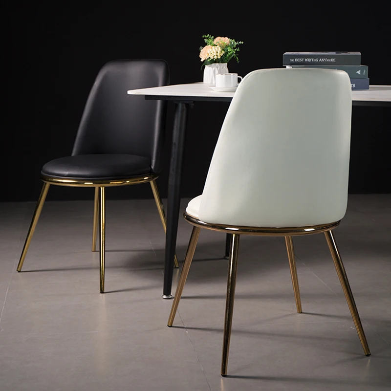 

Single Nordic Dining Chair Backrest Living Room Designer Simple Modern Leather Dining Chair Floor Silla Comedor Decoration Home