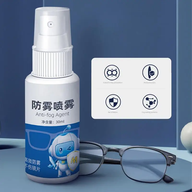 50ML Anti-Fog Spray Eyeglass Cleaner Spray Mild Formula 30ml Lens Cleaner And Defogger Swim Goggles Snorkel