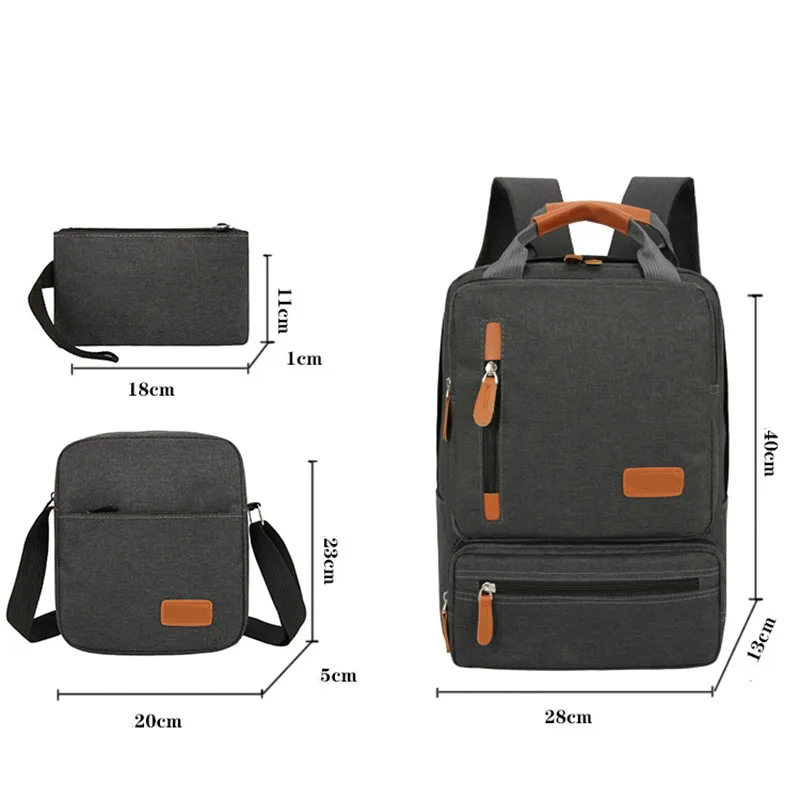 3Pcs/Set Casual Laptop Backpack Large Capacity Men Women Business Travel School Shoulder Bag Teenager Boys Girls Mochila Bagpack