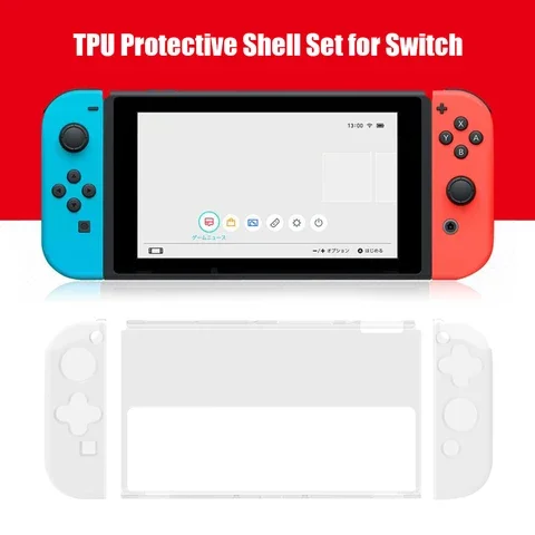 

Crystal Shell TPU Transparent Protective Case Clear Protector Frame Back Cover for Nintendo Nintend Switch OLED Game Console