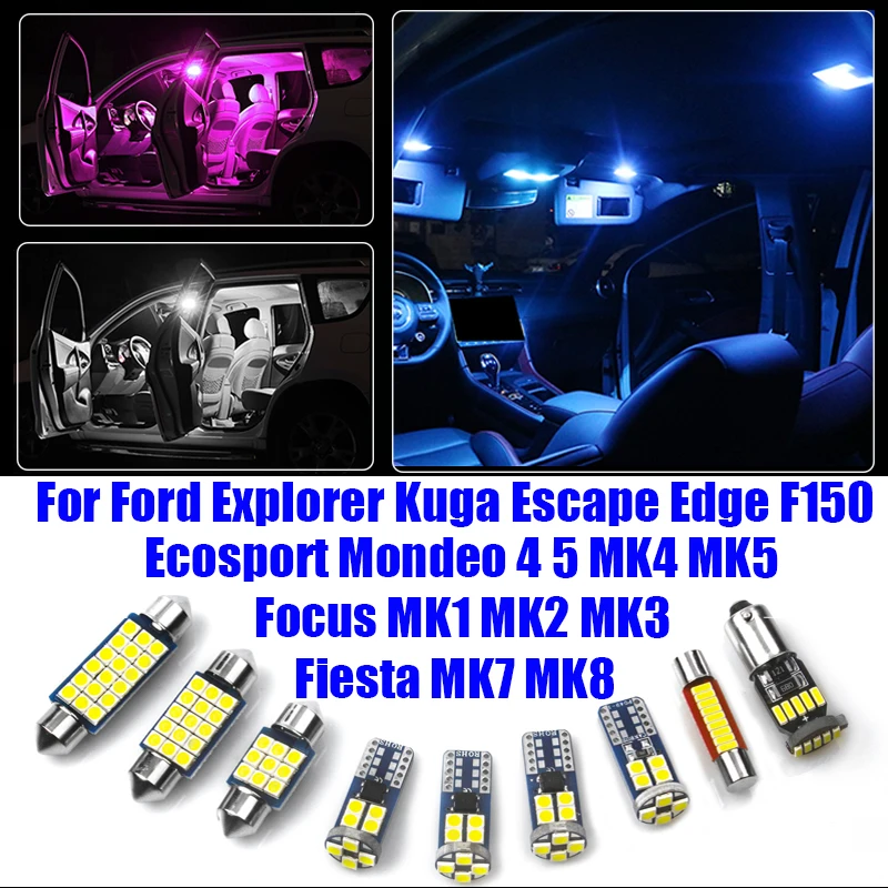 

For Ford Explorer Kuga Escape Edge Ecosport Mondeo 4 5 MK4 MK5 Focus MK1 MK2 MK3 Fiesta MK7 MK8 F150 Car LED Light Accessories