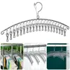 10 Clips Windproof Clothes Drying Hanger Clothing Rack Stainless Steel Sock Laundry Airer Hanger Underwear Socks Holder 2