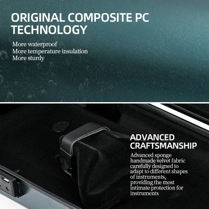 CHRISTINA High Quality Violin Case 4/4-3/4 Size Adjustable New Composite PC Material Sturdy Durable with Lock Sheet Music Bag