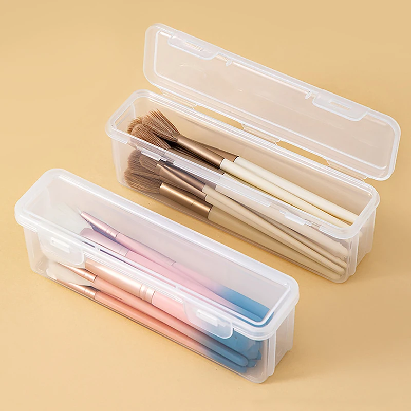 1pc Portable Women Cosmetic Bag Storage Organizer Makeup Brush Transparent With Cover Organizer Eyebrow Pencil Boxes Tools 3