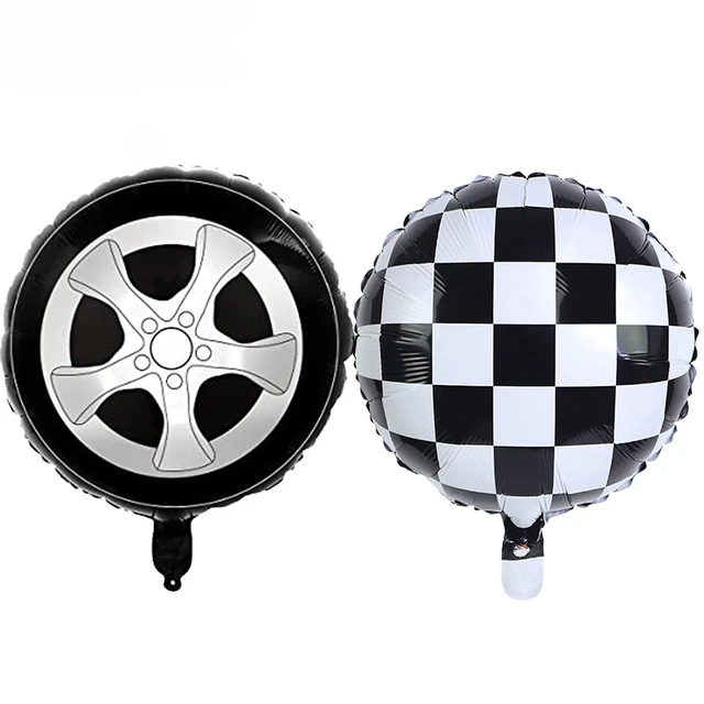 Ballon en damier noir et blanc en aluminium, fourniture de décoration pour  fête sur le thème de la course, 18 pouces, 1 à 5 pièces - AliExpress