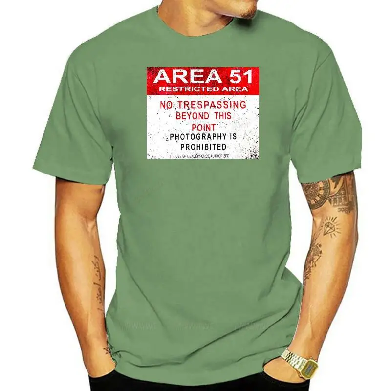 

Brand man tee-shirt AREA 51 VINTAGE LOGO SIGN Tee cool T Shirt Warning UFO TR3B Adamski Secret Alien Base Hip-hop Tops T-Shirt